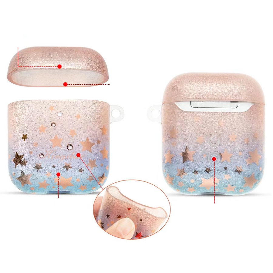 Чехол силиконовый Kingxbar Swarovski для Airpods 2, розовые блестки, созвездие (32) фото