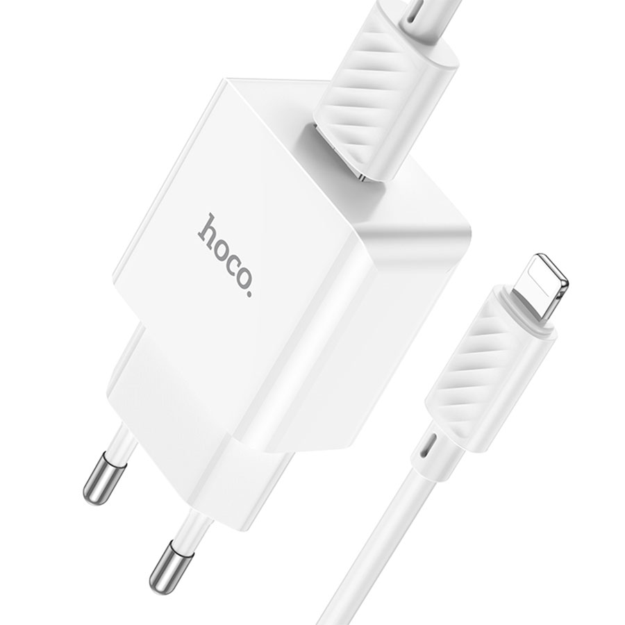Сетевое зарядное устройство HOCO C106A 1xUSB с Кабелем USB - Lightning, 2.1A, 10.5W, белый фото
