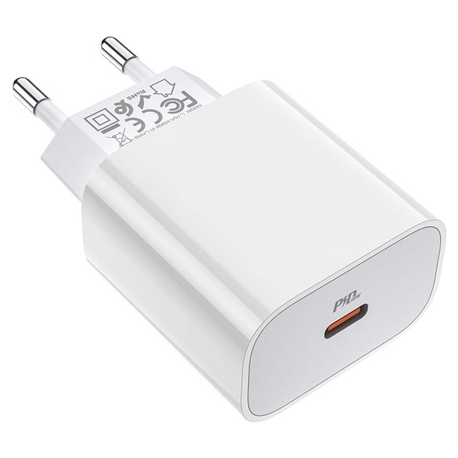 Сетевое зарядное устройство HOCO C76A Plus Speed 1xUSB-C, 3A, 20W, белый фото