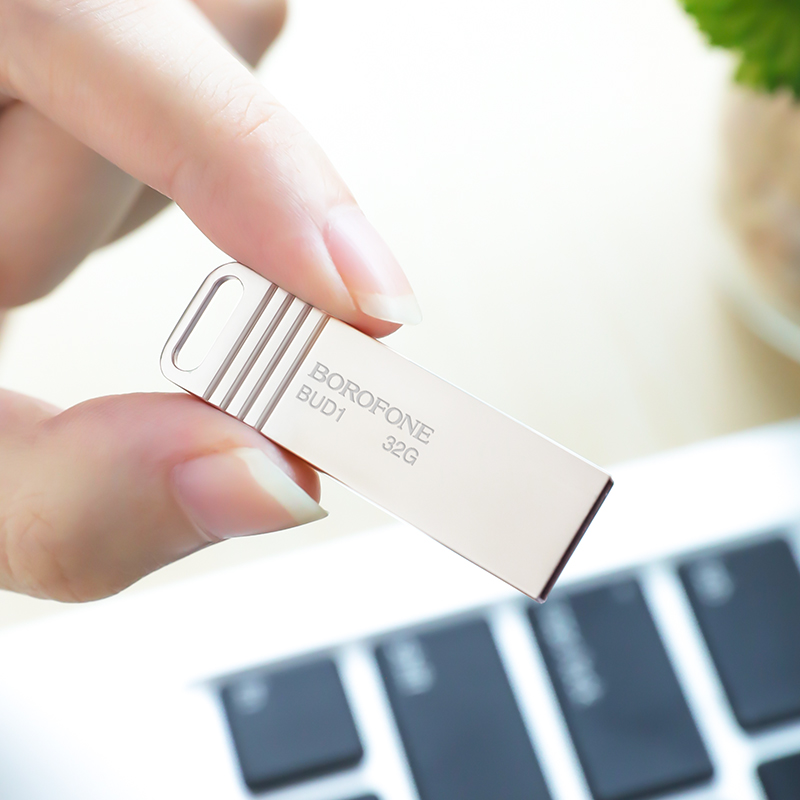 USB флеш-накопитель BOROFONE BUD1 Nimble, USB 2.0, 16GB, серебристый фото