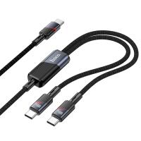 Кабель USB-C HOCO U139 2 в 1 Type-C - 2xType-C, 5A, 100W, 1.2 м, черный фото