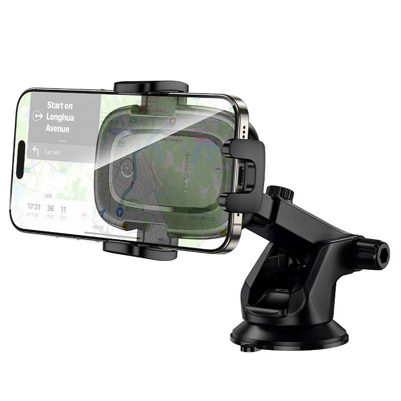 Автомобильный держатель BOROFONE BH223 Follower, зажимной с беспроводной зарядкой, 15W, на приборную панель, черный фото