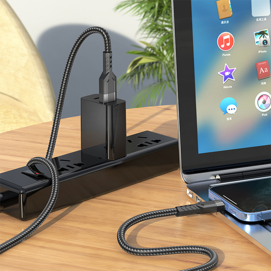 Кабель USB HOCO U110 USB - Lightning, 2.4А, 1.2 м, черный оптом недорого с доставкой Кабель USB HOCO U110 USB - Lightning, 2.4А, 1.2 м, черный фото