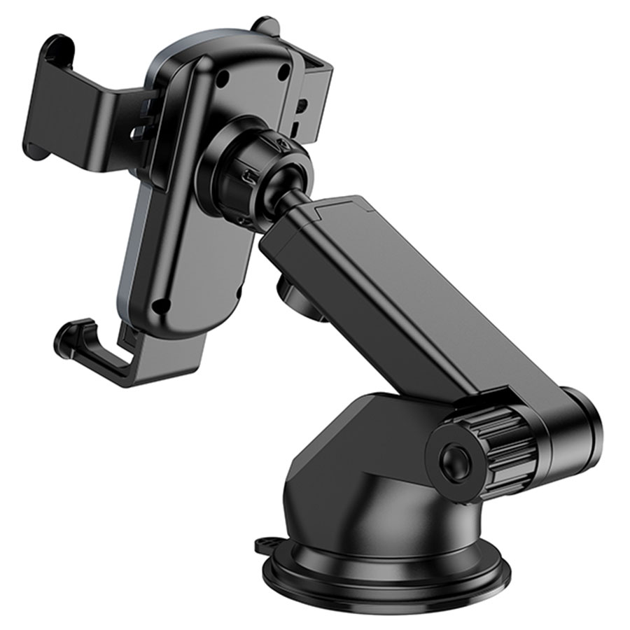 Автомобильный держатель HOCO CA104 Vertical & horizontal, зажимной, на приборная панель/лобовое стекло, черный+серый металлик фото