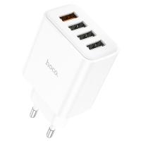 Сетевое зарядное устройство HOCO C102A Fuerza 4xUSB, 2.1A, 18W, белый фото
