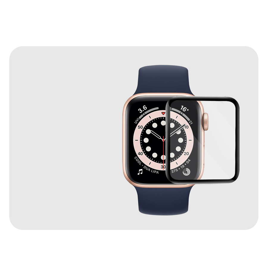 Защитное стекло COTEetCI 4D для Apple Watch SE, Full Glue 3D, 40mm, прозрачный+черная рамка фото