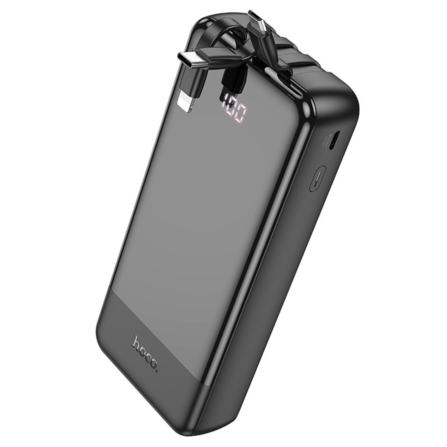 Портативный аккумулятор HOCO J114A Charger, встроенный кабель Lightning + Type-C + MircoUSB, 20000 мА⋅ч, черный фото