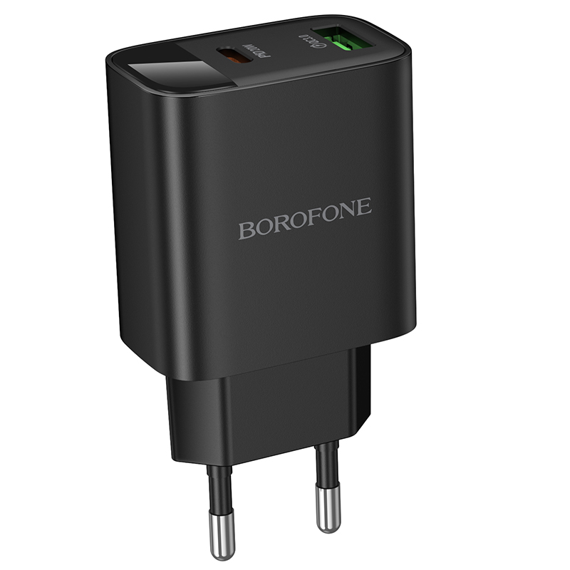 Сетевое зарядное устройство BOROFONE BA96A Ilustre  1xUSB + 1xUSB-C, 3A, 20W, черный фото