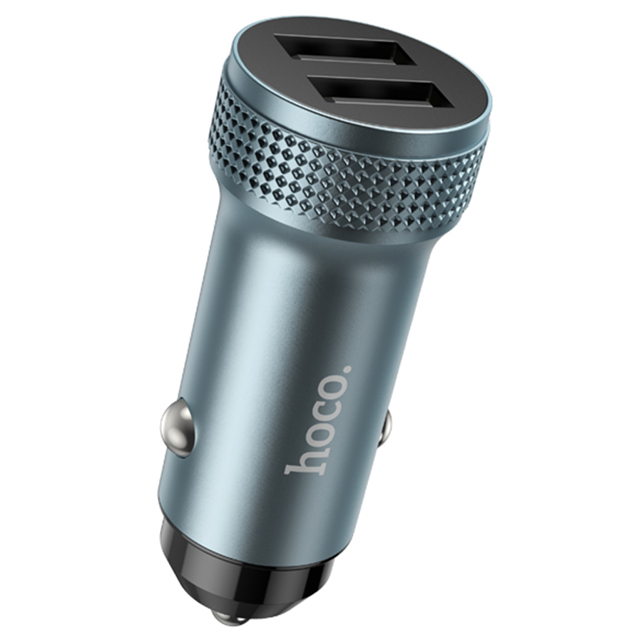 Автомобильное зарядное устройство HOCO Z49 Level, 2xUSB, 2.4A, серый металлик фото