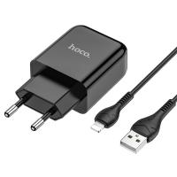 Сетевое зарядное устройство HOCO N2 Vigour single 1xUSB с Кабелем USB - Lightning, 2A, 10W, черный фото