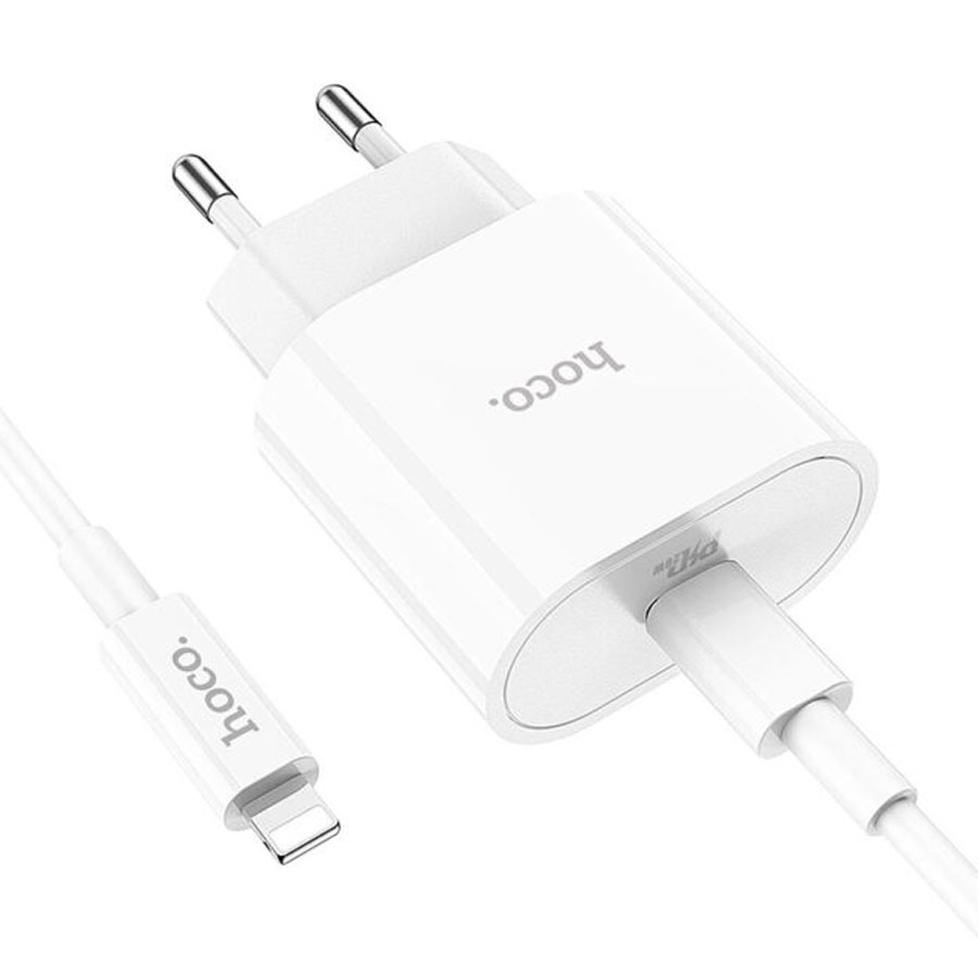 Сетевое зарядное устройство HOCO C94A 1xUSB-C с Кабелем Type-C - Lightning, 3.0A, 20W, белый фото