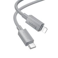 Кабель USB-C HOCO X107 Favor Type-C - Lightning, 27W, 1 м, серый фото