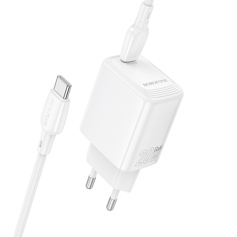 Сетевое зарядное устройство BOROFONE BN26 Fuente 1xUSB-C с Кабелем Type-C - Type-C, 20W, белый фото