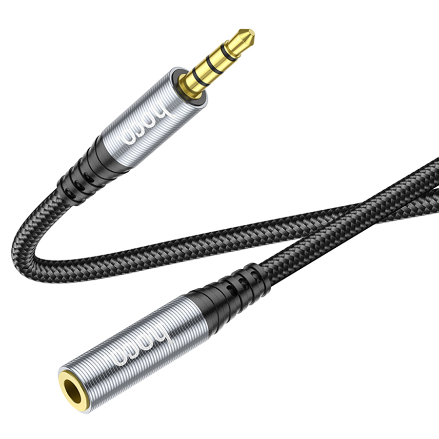 Переходник/Адаптер HOCO UPA20 Jack 3.5 (m) - Jack 3,5 (f), 1 м, серый металлик фото