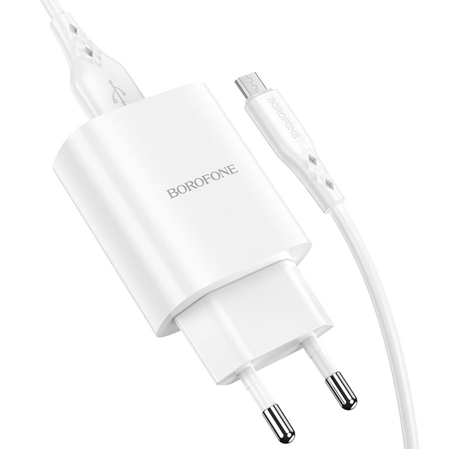 Сетевое зарядное устройство BOROFONE BN1 Innovative 1xUSB с Кабелем USB - Micro, 2.1A, белый фото