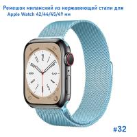Ремешок миланcкий из нержавеющей стали Great Case Milanese Loop для Apple Watch 42/44/45/49 мм, 255мм, на магните, светло-голубой (32) фото