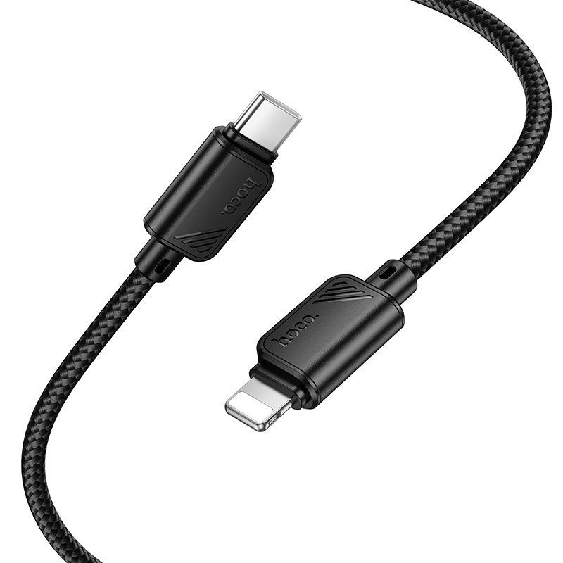 Кабель USB-C HOCO X113 Beneficio Type-C - Lightning, 27W, 1 м, черный фото