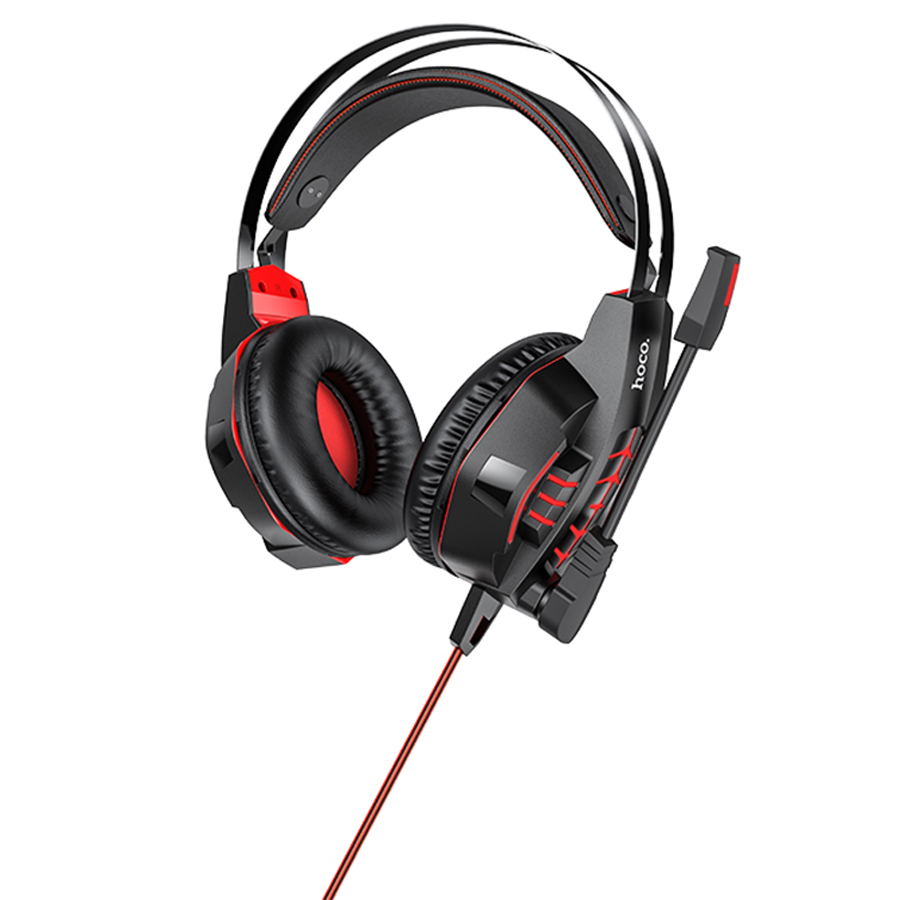 Проводные наушники HOCO W102 Cool tour gaming, USB+Jack 3.5mm, 2 м, красный фото