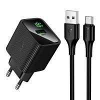 Сетевое зарядное устройство HOCO CS81A Excellent 1xUSB с Кабелем USB - Type-C, 18W, черный фото