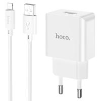 Сетевое зарядное устройство HOCO C106A 1xUSB с Кабелем USB - Lightning, 2.1A, 10.5W, белый фото