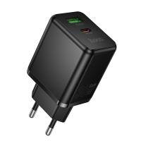 Сетевое зарядное устройство HOCO C157A Smart 1xUSB + 1xUSB-C, 3A, 30W, черный фото