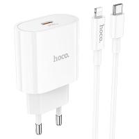 Сетевое зарядное устройство HOCO C94A 1xUSB-C с Кабелем Type-C - Lightning, 3.0A, 20W, белый фото