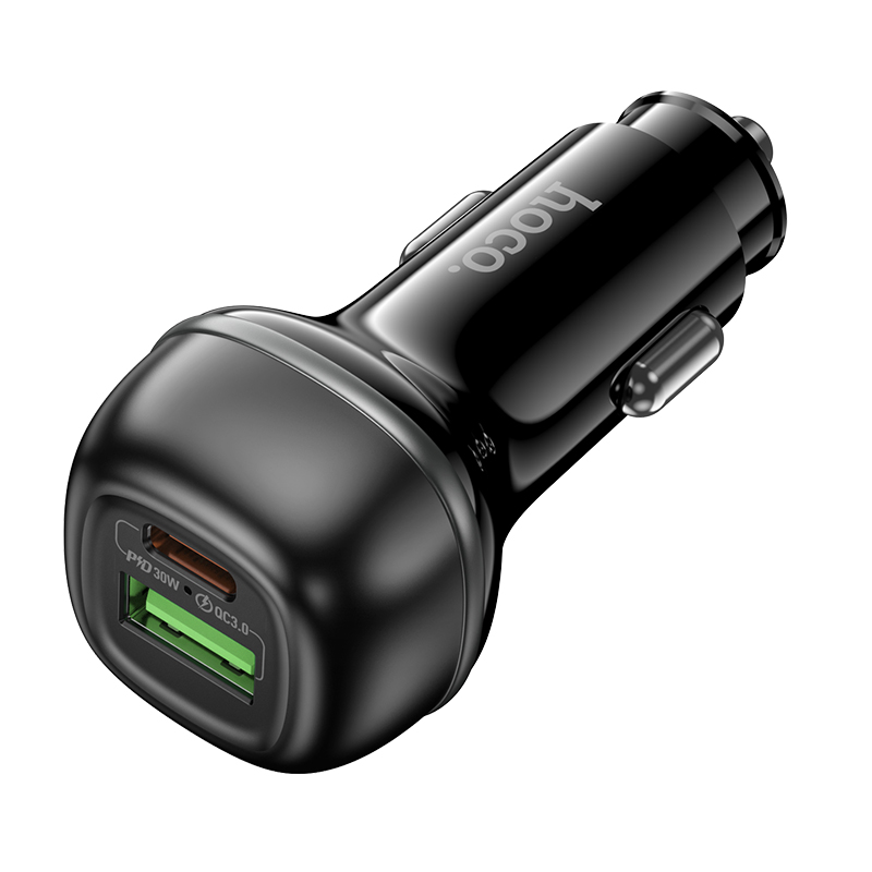 Автомобильное зарядное устройство HOCO Z58A Rank, 1xUSB + 1xUSB-C, 48W, черный фото