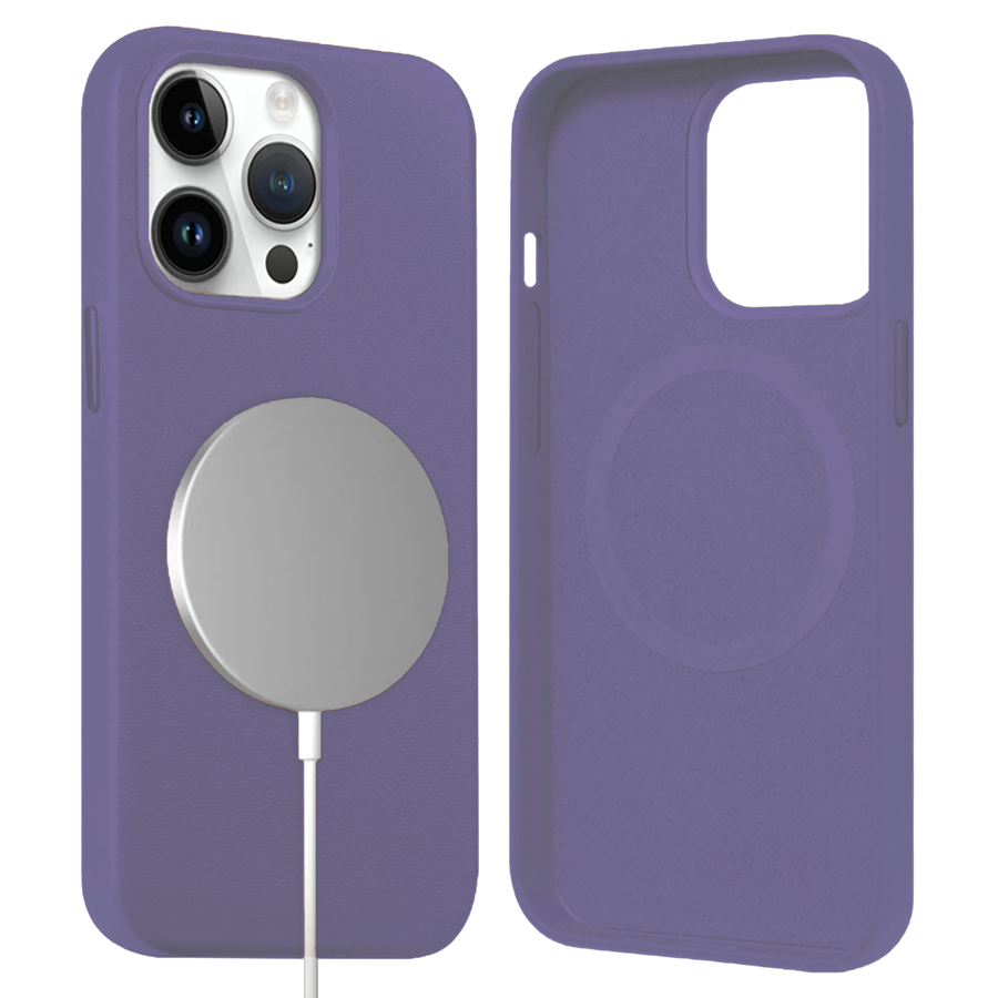 Чехол Leather Case MagSafe для iPhone 13 6.1", лиловый (3) фото