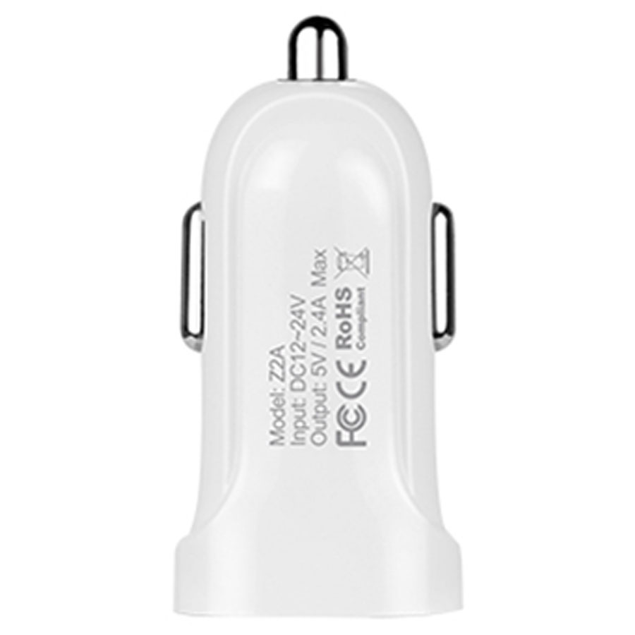 Автомобильное зарядное устройство HOCO Z2A, 2xUSB, 2.4A, белый фото
