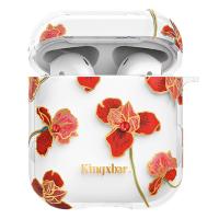 Чехол пластиковый Kingxbar со шнурком для Airpods 2, прозрачный, розы (19) фото