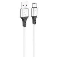 Кабель USB HOCO X86 Spear silicone USB - Type-C, 3A, 1 м, белый фото