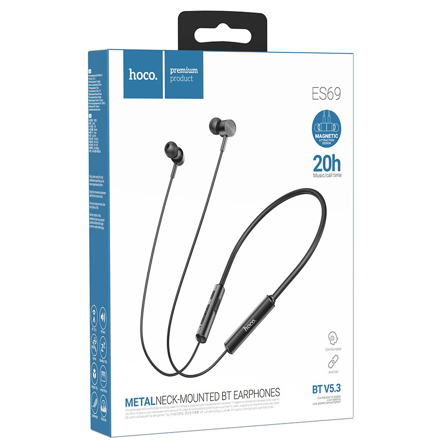 Беспроводные наушники для спорта HOCO ES69 Platinum, Bluetooth, черный фото