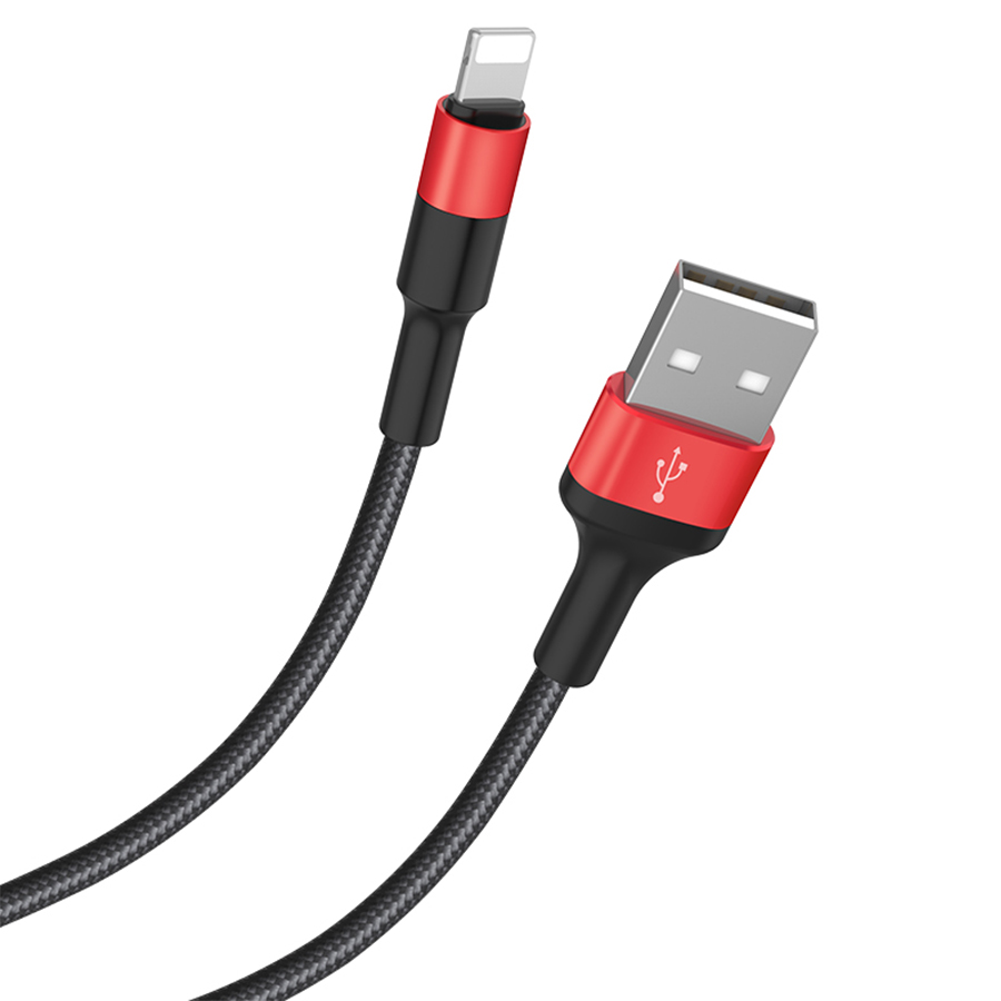 Кабель USB HOCO X26 Xpress USB - Lightning, 2А, 1 м, черный+красный фото