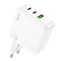 Сетевое зарядное устройство HOCO C115A Header 1xUSB + 2xUSB-C, 3A, 65W, белый фото