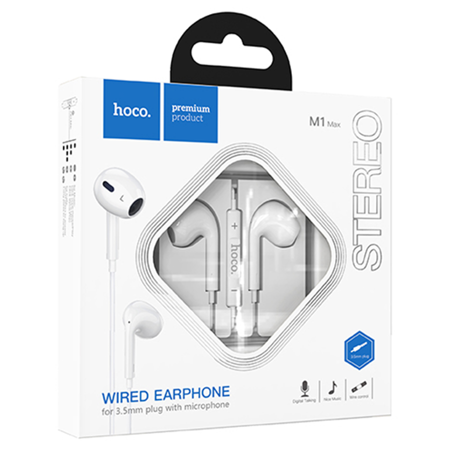 Проводные наушники HOCO M1 Max crystal, Jack 3.5mm, 1.2 м, белый фото