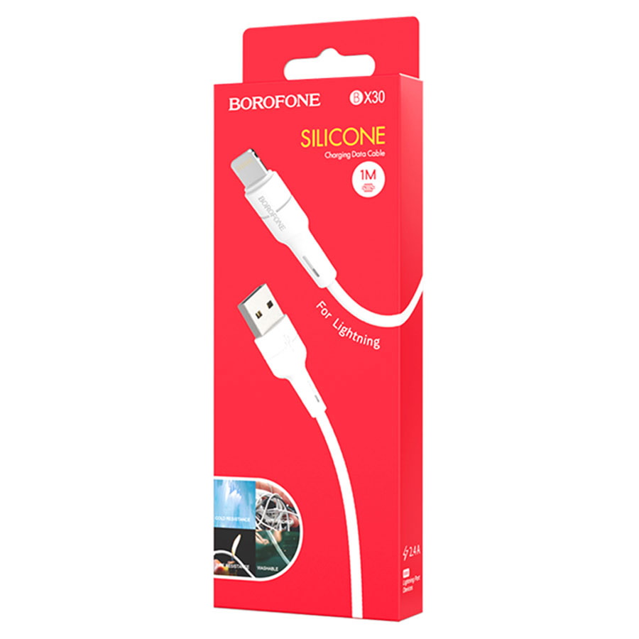 Кабель USB BOROFONE BX30 Silicone USB - Lightning, 2.4А, 1 м, белый фото