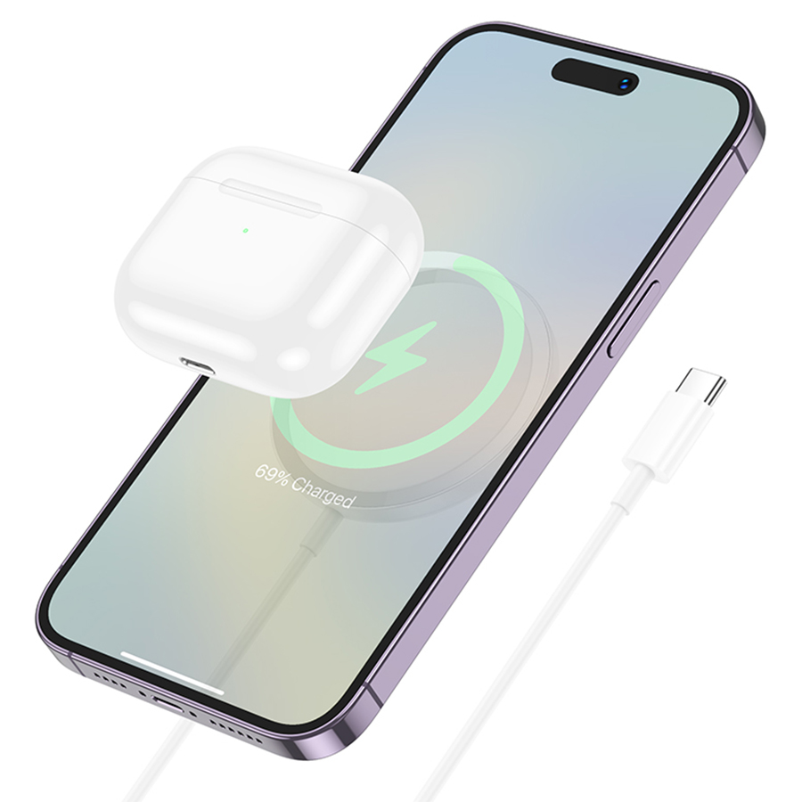 Беспроводное зарядное устройство HOCO CW52 Enjoy magnetic с Кабелем Type-C, 2A, 5W/7.5W/10W/15W, белый фото