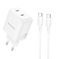 Сетевое зарядное устройство BOROFONE BN31 Cargador 2xUSB-C с Кабелем Type-C - Type-C, 45W, белый фото