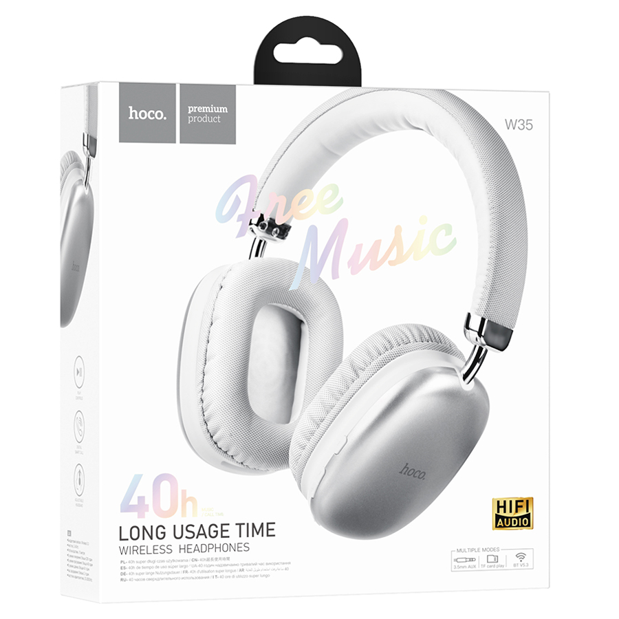 Беспроводные наушники накладные HOCO W35, Bluetooth, серебристый фото