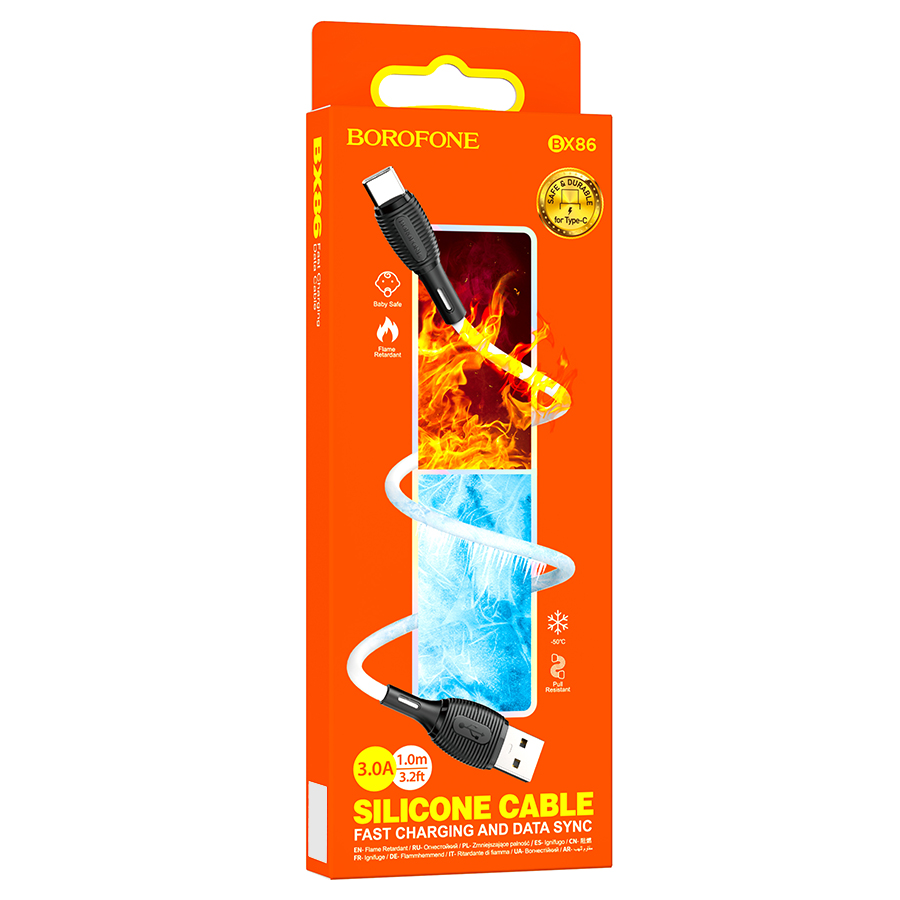 Кабель USB BOROFONE BX86 Advantage USB - Type-C, 3A, 1 м, белый оптом недорого с доставкой Кабель USB BOROFONE BX86 Advantage USB - Type-C, 3A, 1 м, белый фото