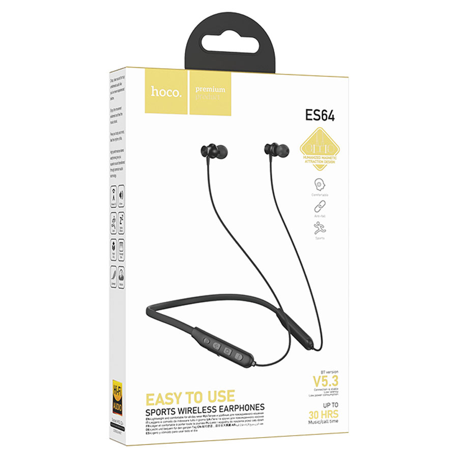 Беспроводные наушники для спорта HOCO ES64 Easy Sound, Bluetooth, черный фото