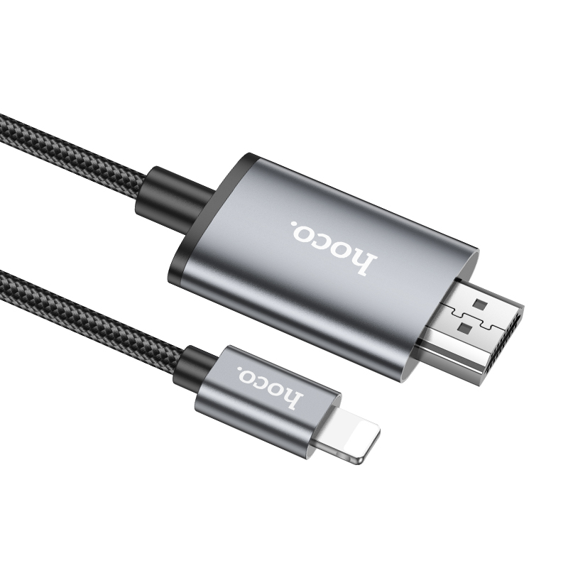 Видеокабель HOCO UA27 HDMI (m) - Lightning (m), 2 м, серый металлик фото