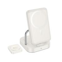 Настольная зарядная станция HOCO CQ16 Astute для iPhone+Apple Watch, 2A, 5W/7.5W/10W/15W, белый фото