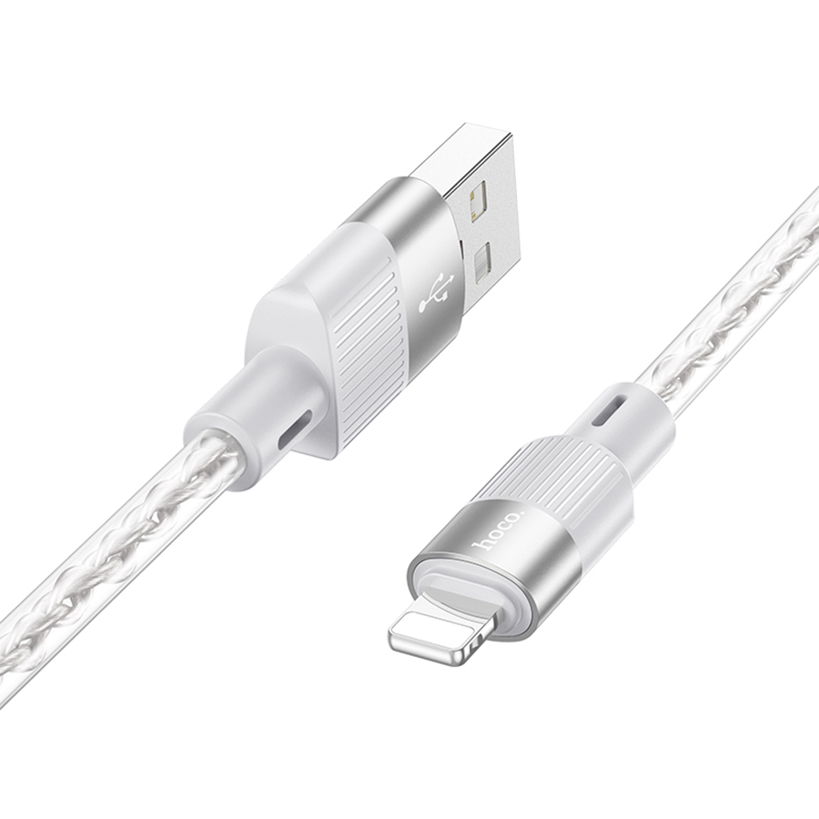 Кабель USB HOCO X99 Crystal junction USB - Lightning, 2.4А, 1 м, серый фото