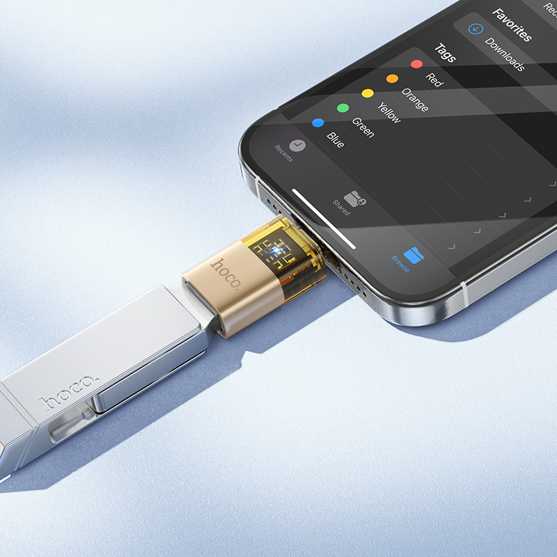 Переходник/Адаптер HOCO UA36B Type-C (m) - USB (f), золотой фото