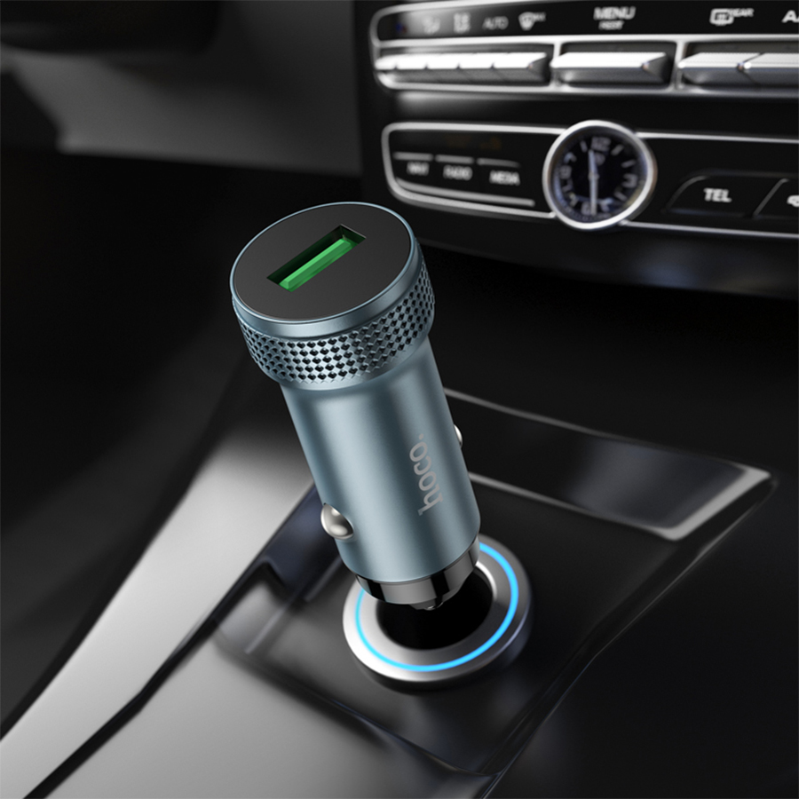 Автомобильное зарядное устройство HOCO Z49A Level, 1xUSB, 18W, серый металлик фото