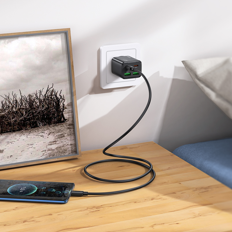 Сетевое зарядное устройство HOCO N56 Fundador 2xUSB + 2xUSB-C, 3A, 30W, черный фото