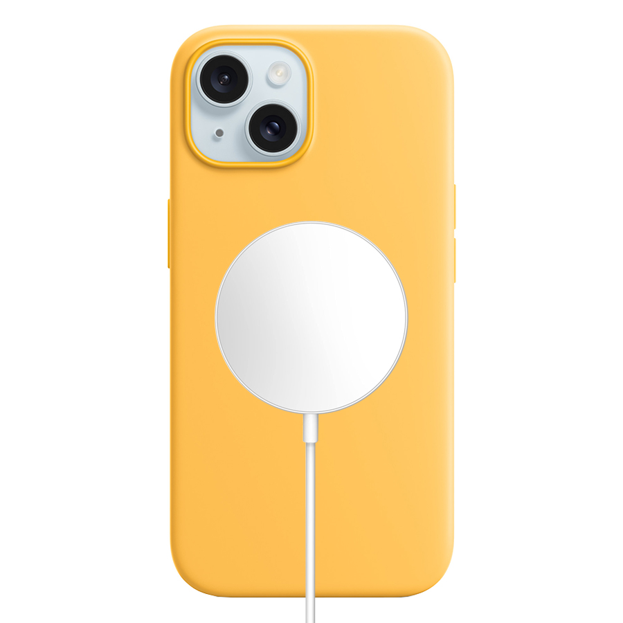 Чехол Silicone Case with MagSafe и Анимация цвета для iPhone 14 6.1", желтый (6) фото