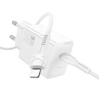 Сетевое зарядное устройство HOCO N70 Nuevo 1xUSB-C с Кабелем Type-C - Lightning, 30W, белый фото