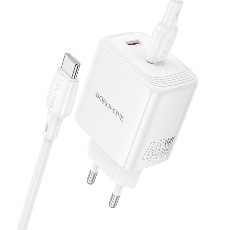Сетевое зарядное устройство BOROFONE BN31 Cargador 2xUSB-C с Кабелем Type-C - Type-C, 45W, белый фото